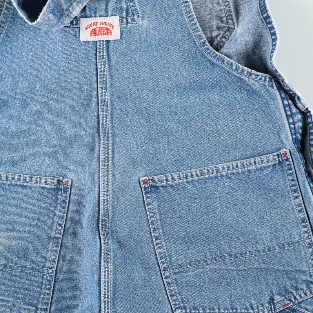 Round House denim overalls, men's size W36 (approx.) cotton blue type Vintage Second Hand