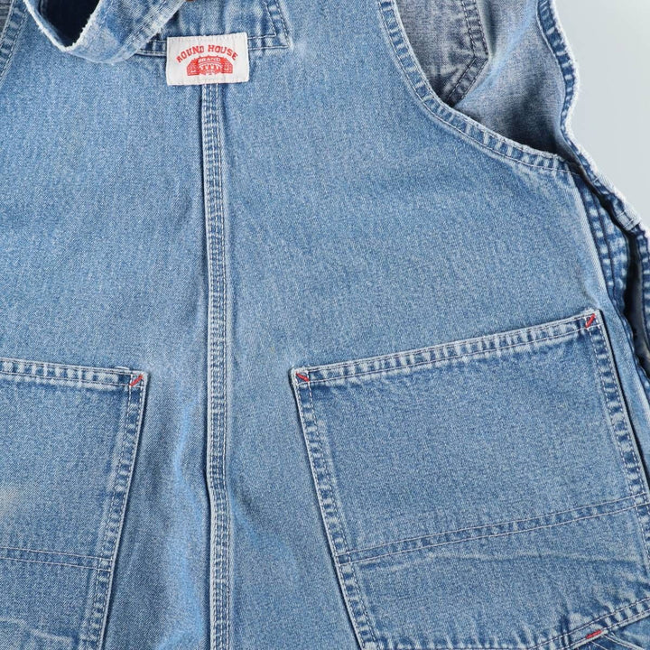 Round House denim overalls, men's size W36 (approx.) cotton blue type Vintage Second Hand