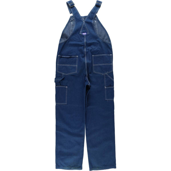 Big Smith Bat-Dyed Denim Overalls, Men's Size W37 (approx.) cotton Purple type blue-purple Vintage Second Hand