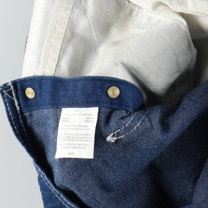 Big Smith Bat-Dyed Denim Overalls, Men's Size W37 (approx.) cotton Purple type blue-purple Vintage Second Hand