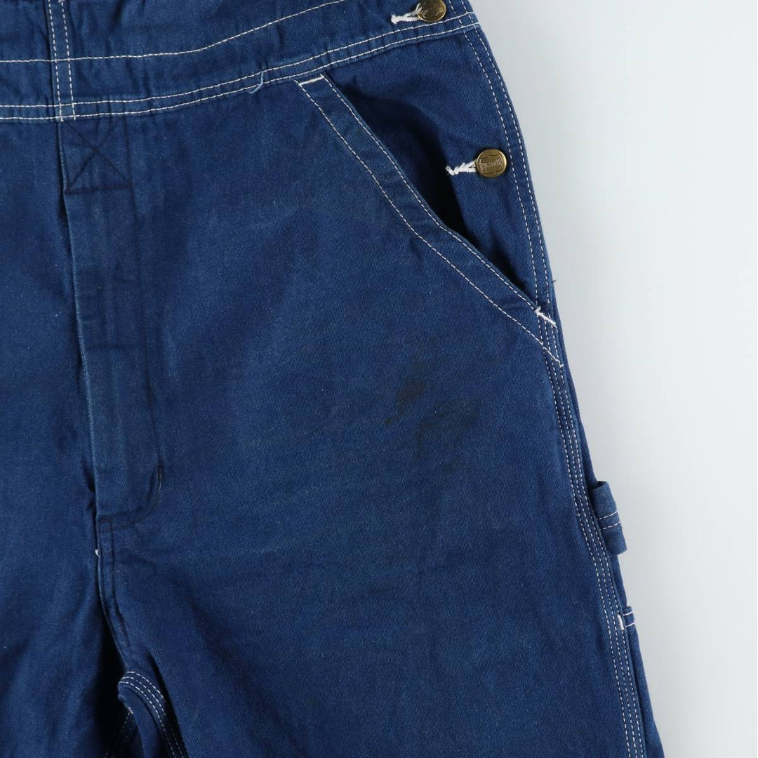 Big Smith Bat-Dyed Denim Overalls, Men's Size W37 (approx.) cotton Purple type blue-purple Vintage Second Hand