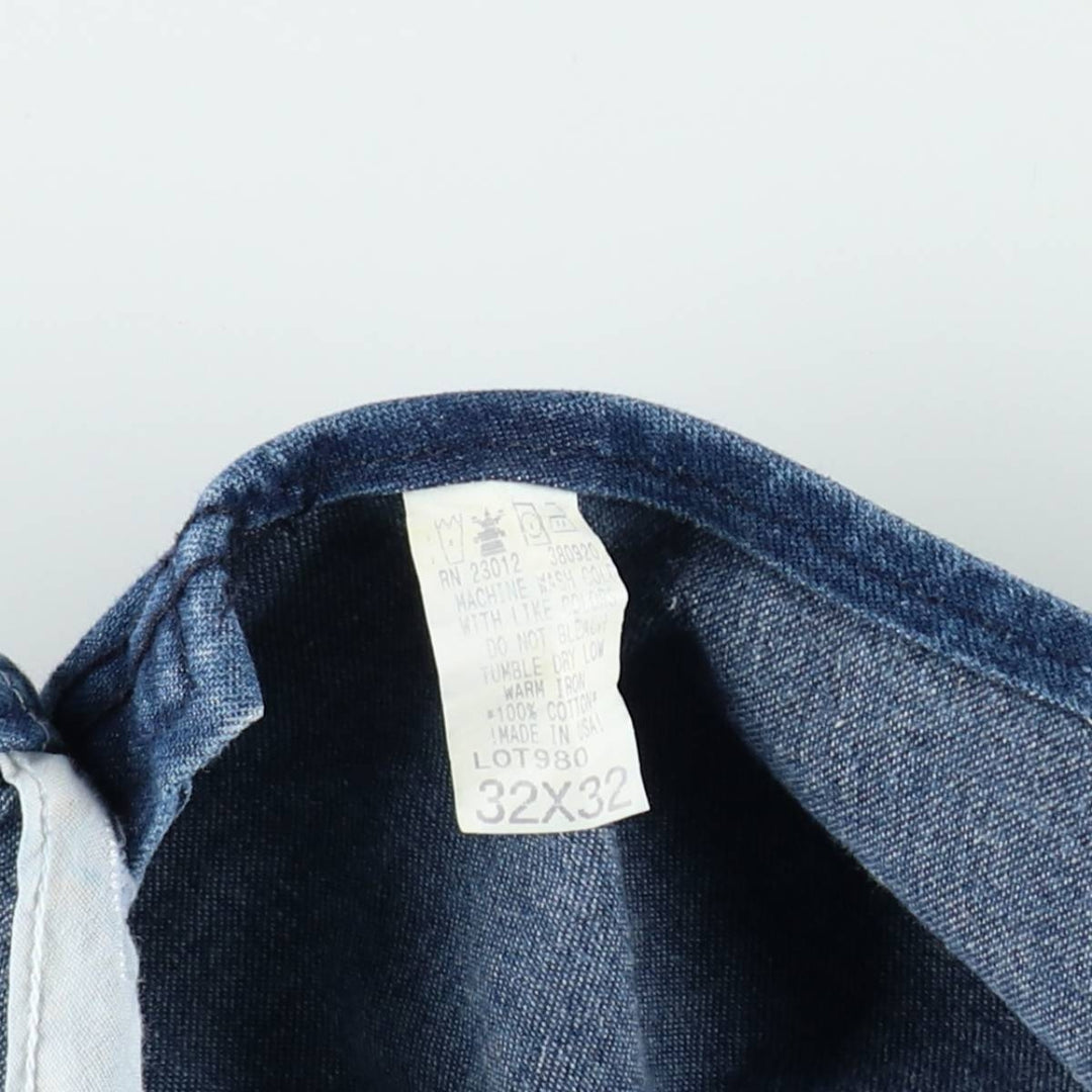 Round House Men's Denim Overalls, Made in the USA, Size W34 cotton blue type Vintage Second Hand