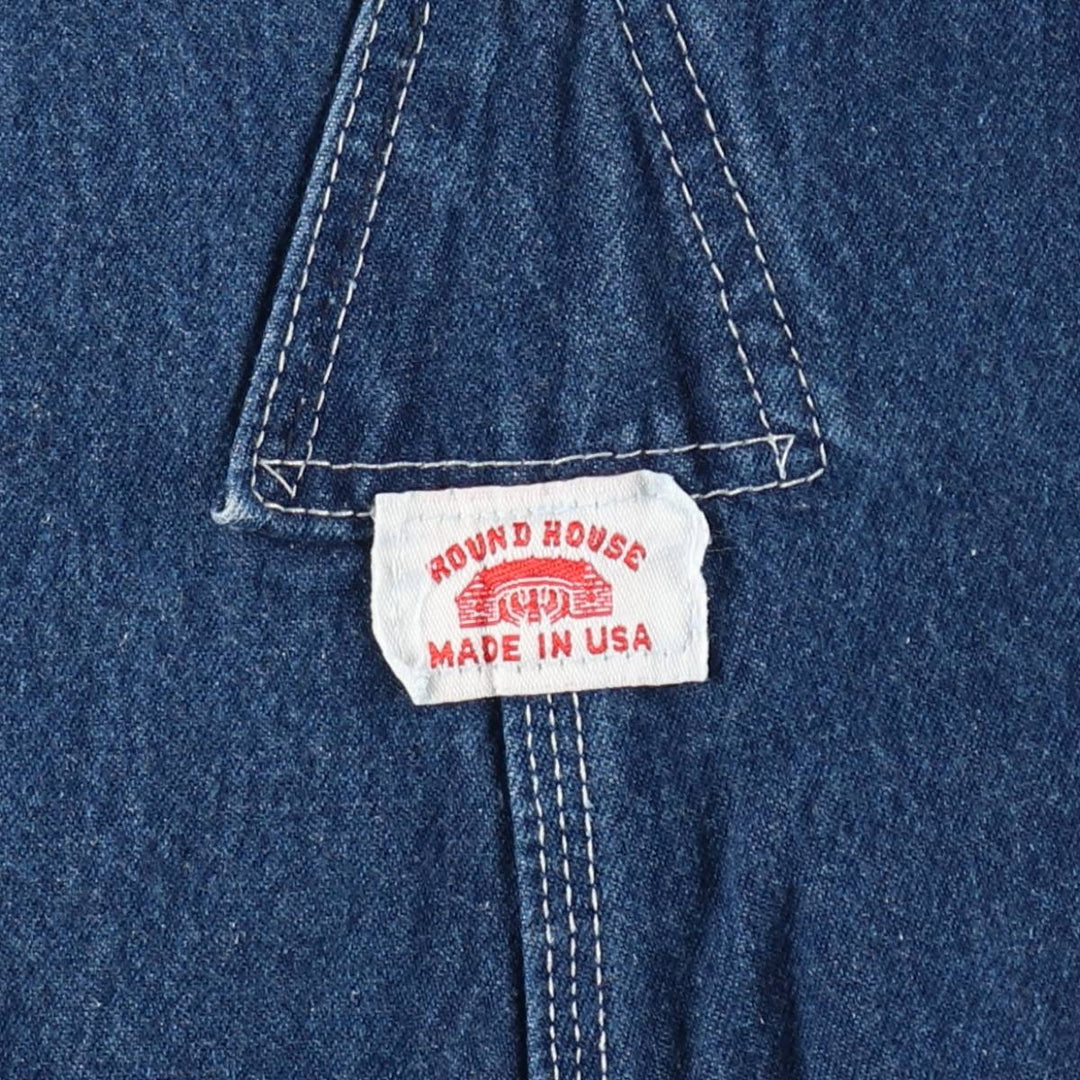 Round House Men's Denim Overalls, Made in the USA, Size W34 cotton blue type Vintage Second Hand