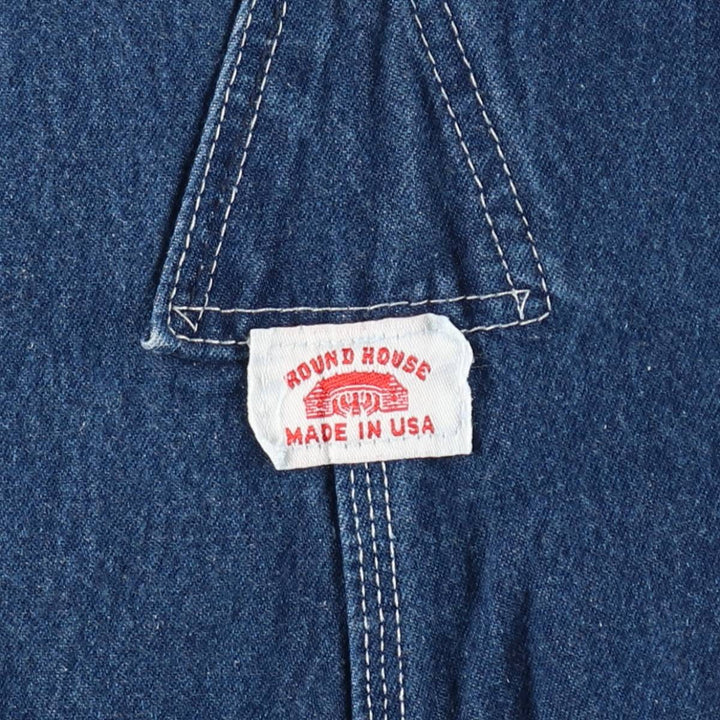 Round House Men's Denim Overalls, Made in the USA, Size W34 cotton blue type Vintage Second Hand