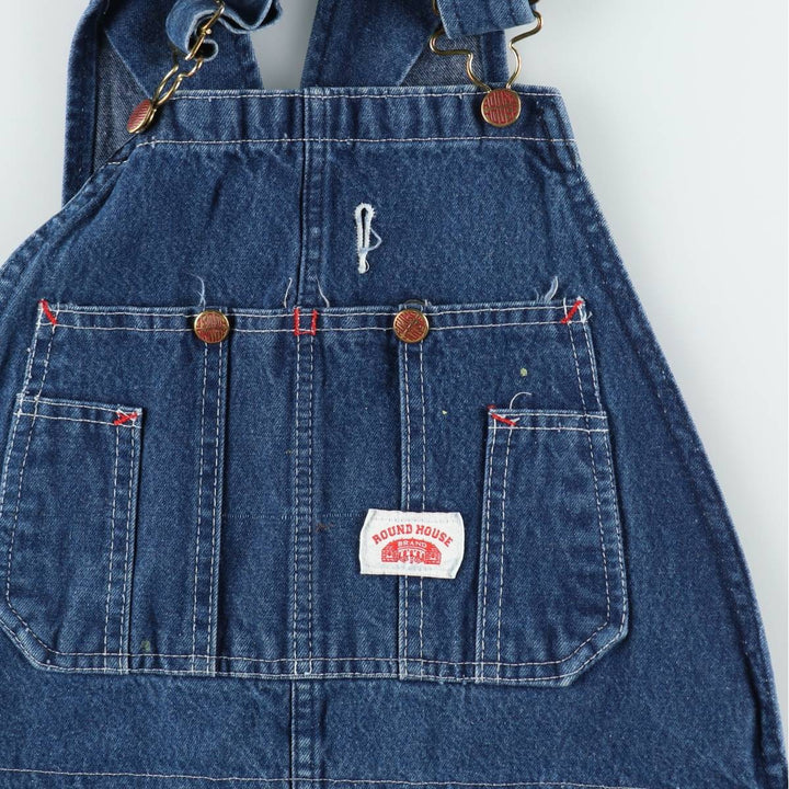Round House Men's Denim Overalls, Made in the USA, Size W34 cotton blue type Vintage Second Hand