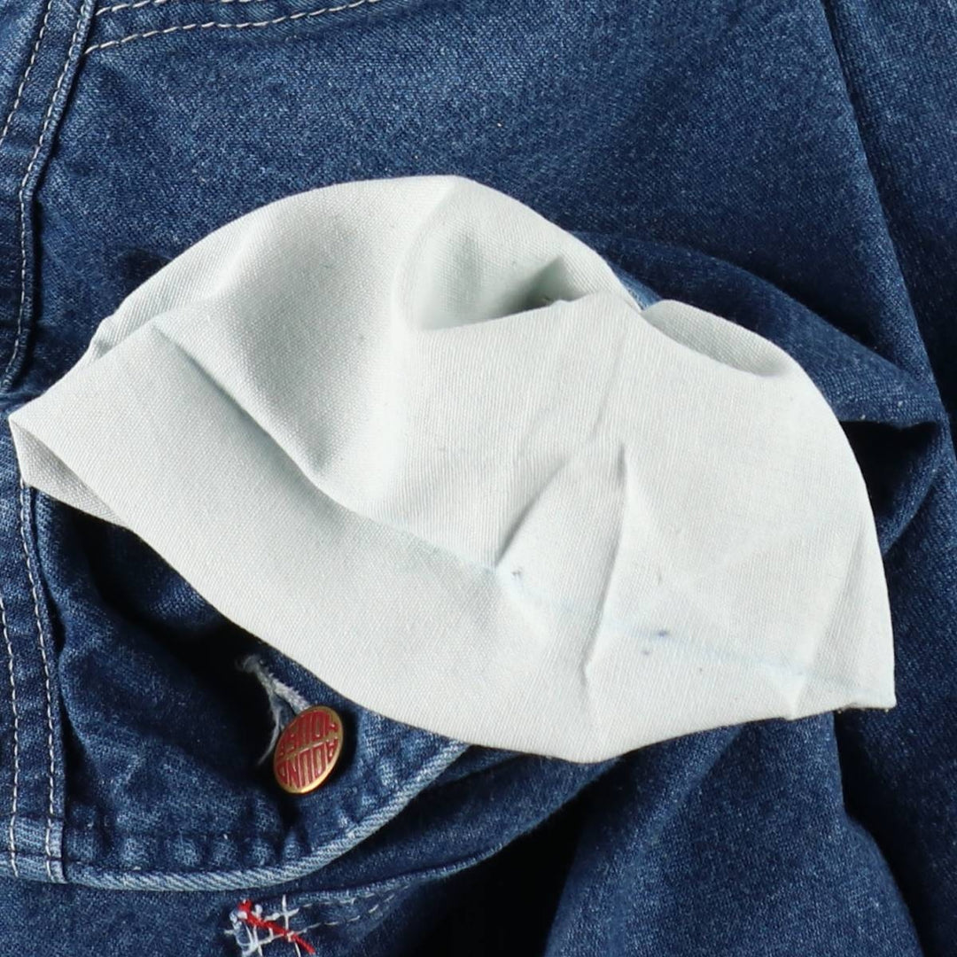 Round House Men's Denim Overalls, Made in the USA, Size W34 cotton blue type Vintage Second Hand