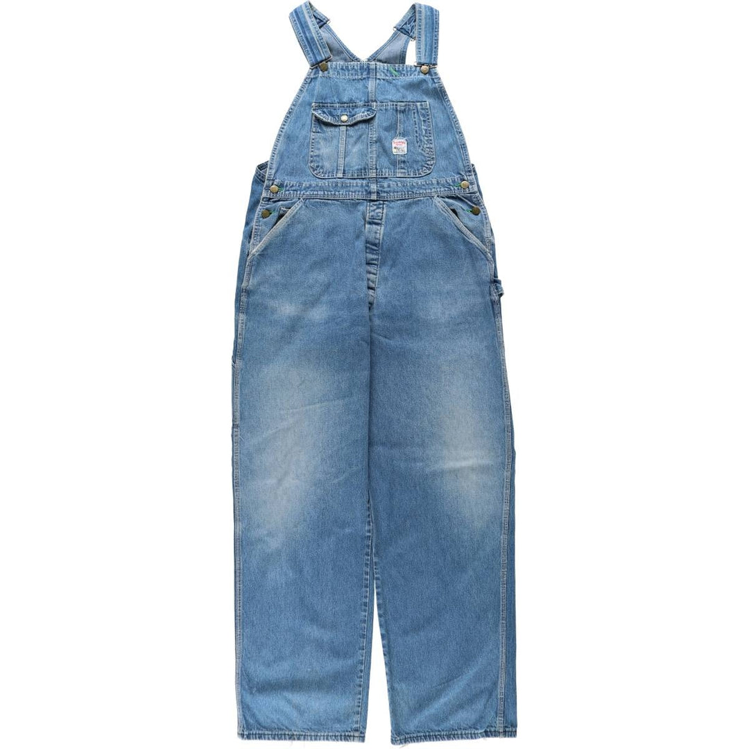 Big Size Pointer Denim Overalls for Men (equivalent to W40) unclear blue type Vintage Second Hand
