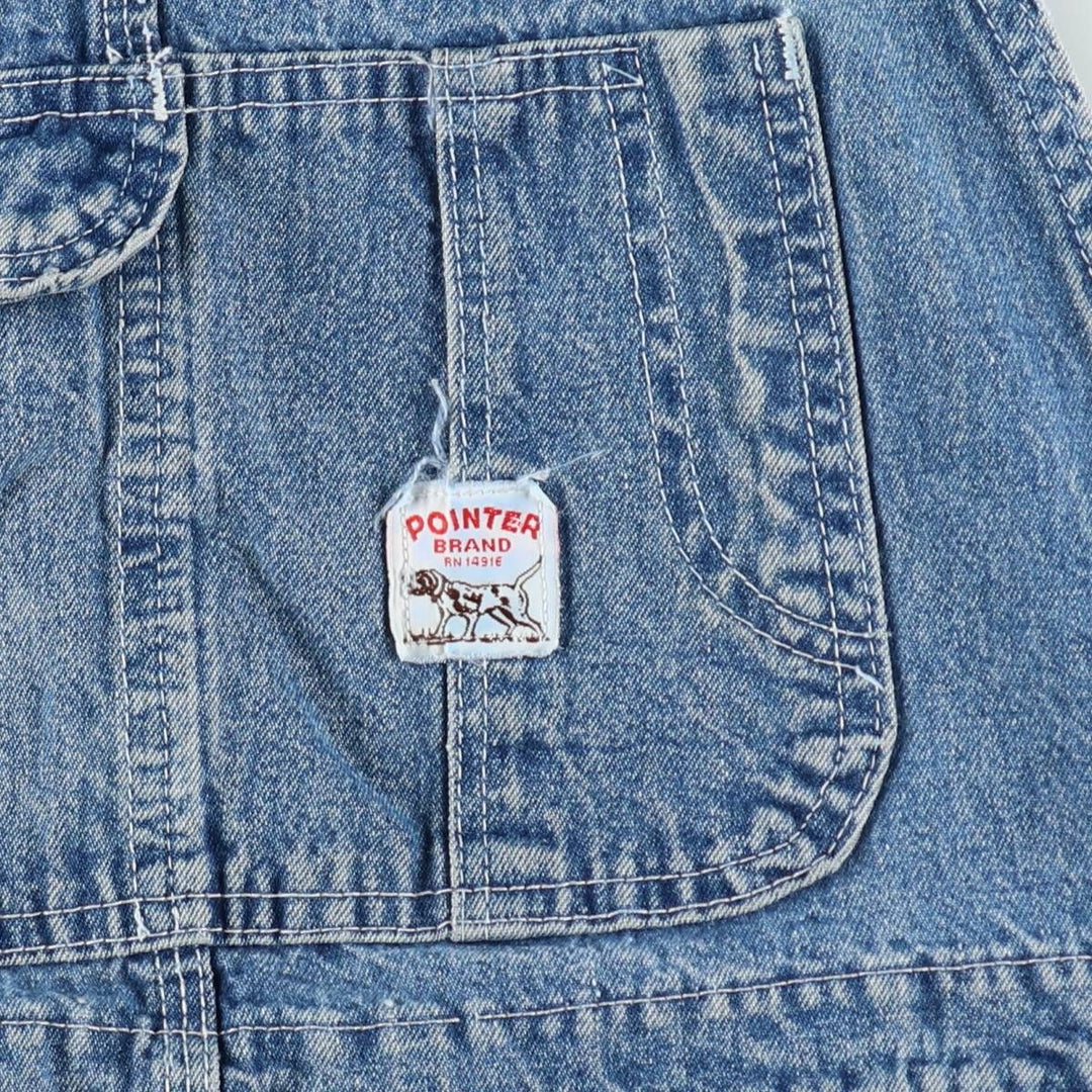 Big Size Pointer Denim Overalls for Men (equivalent to W40) unclear blue type Vintage Second Hand