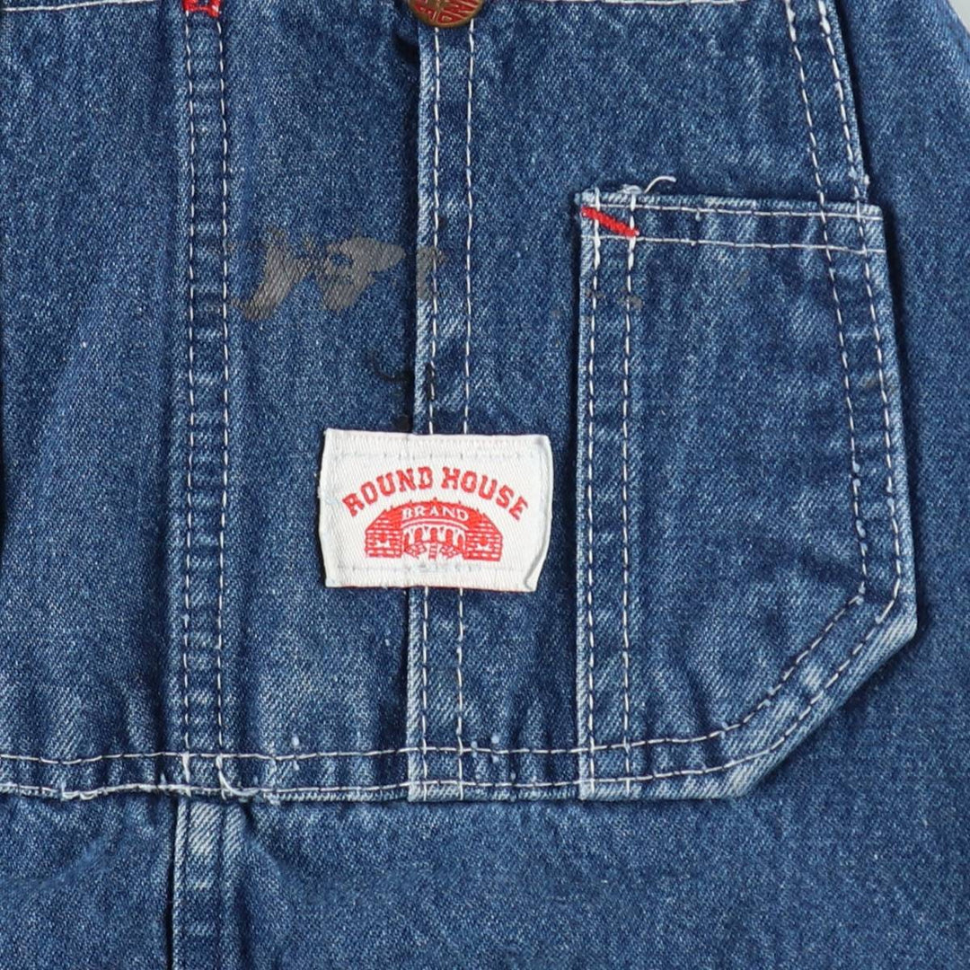 Round House Men's Denim Overalls, Made in the USA, Size W34 cotton blue type Vintage Second Hand