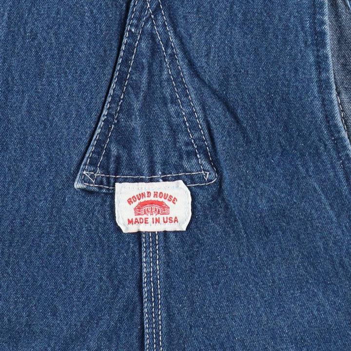 Round House Men's Denim Overalls, Made in the USA, Size W34 cotton blue type Vintage Second Hand