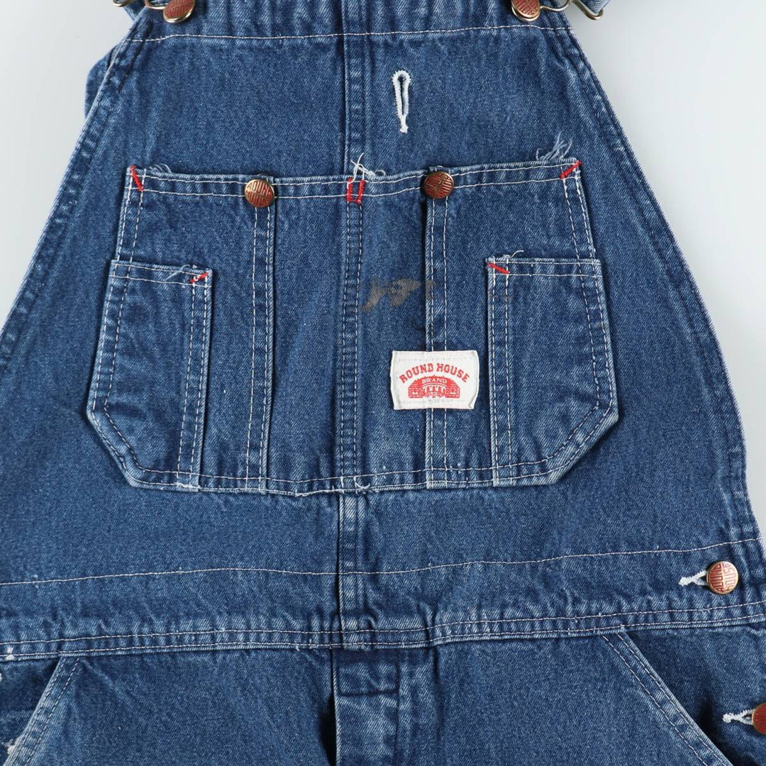 Round House Men's Denim Overalls, Made in the USA, Size W34 cotton blue type Vintage Second Hand