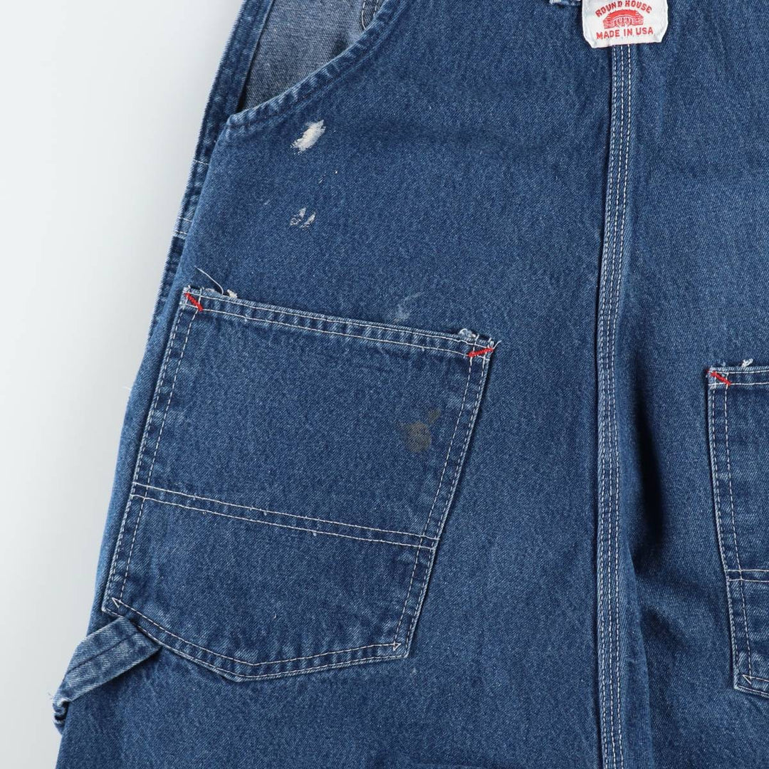 Round House Men's Denim Overalls, Made in the USA, Size W34 cotton blue type Vintage Second Hand