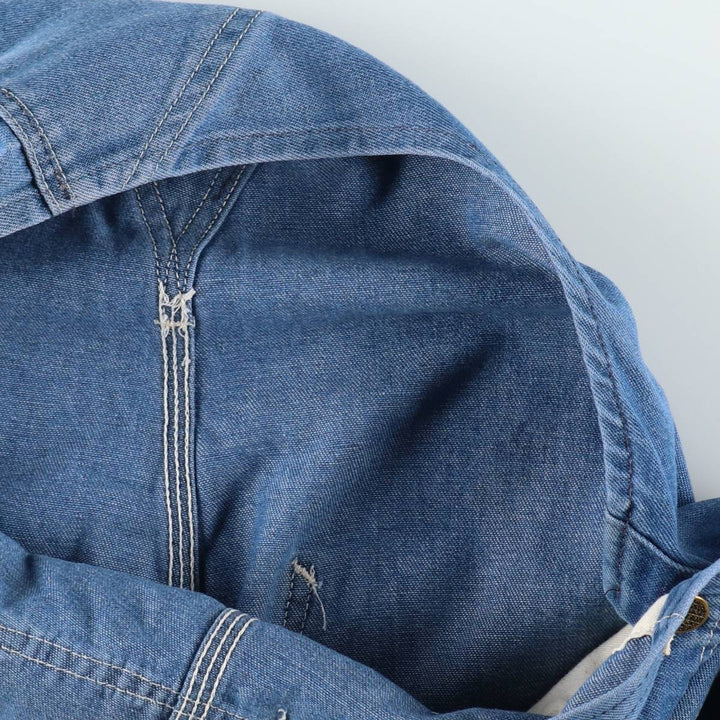 ROEBUCKS denim overalls, men's size W34 (approx.) unclear blue type Vintage Second Hand