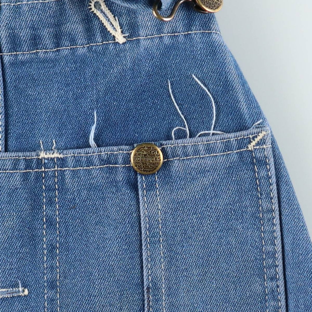ROEBUCKS denim overalls, men's size W34 (approx.) unclear blue type Vintage Second Hand