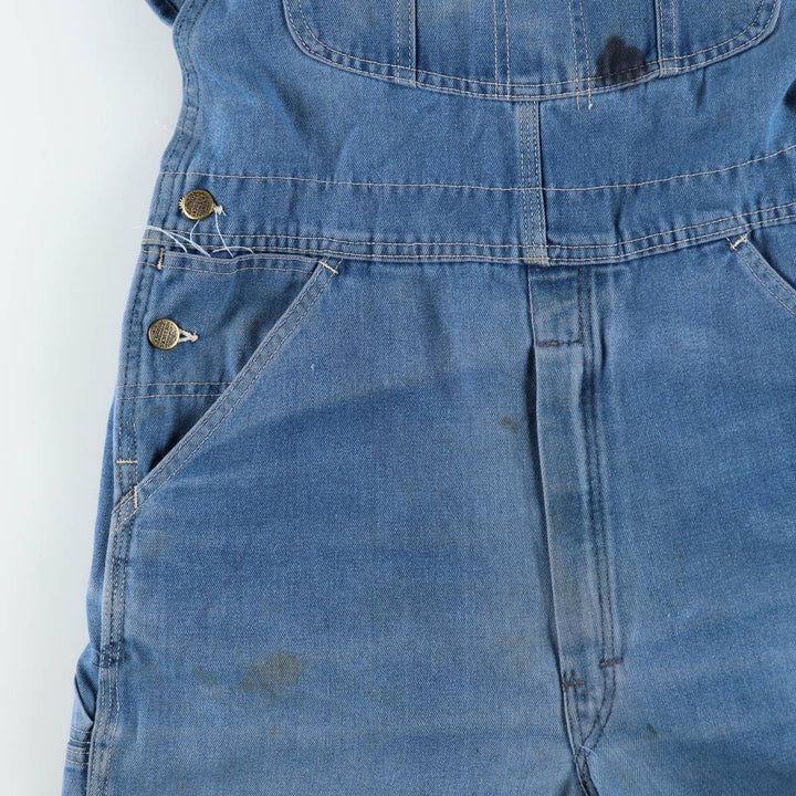 ROEBUCKS denim overalls, men's size W34 (approx.) unclear blue type Vintage Second Hand