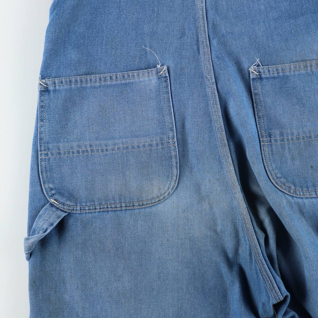 ROEBUCKS denim overalls, men's size W34 (approx.) unclear blue type Vintage Second Hand