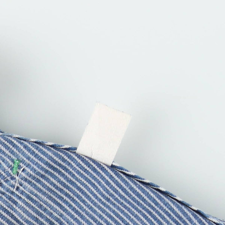 Big Size Key Stripe Pattern Hickory Stripe Denim Overalls Men's W41 (approx.) Vintage unclear blue type Vintage Second Hand