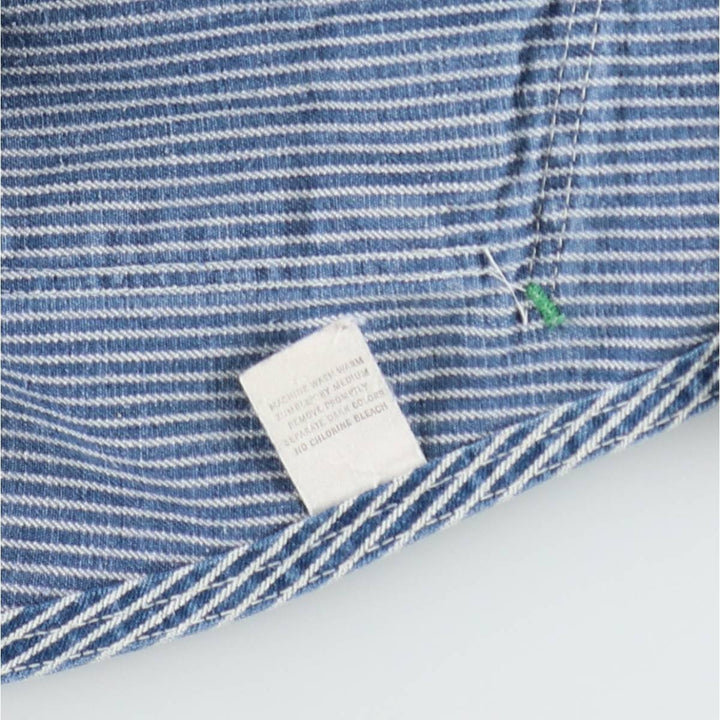 Big Size Key Stripe Pattern Hickory Stripe Denim Overalls Men's W41 (approx.) Vintage unclear blue type Vintage Second Hand