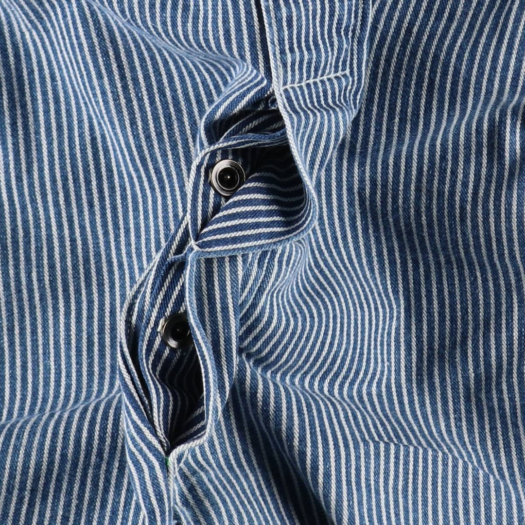 Big Size Key Stripe Pattern Hickory Stripe Denim Overalls Men's W41 (approx.) Vintage unclear blue type Vintage Second Hand