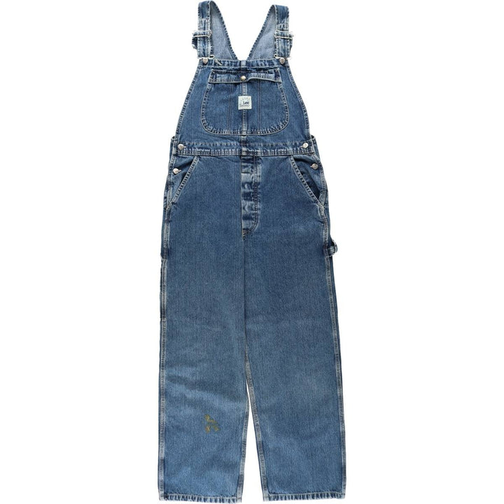 Lee DUNGAREES denim overalls, men's size W34 (approx.) unclear blue type Vintage Second Hand