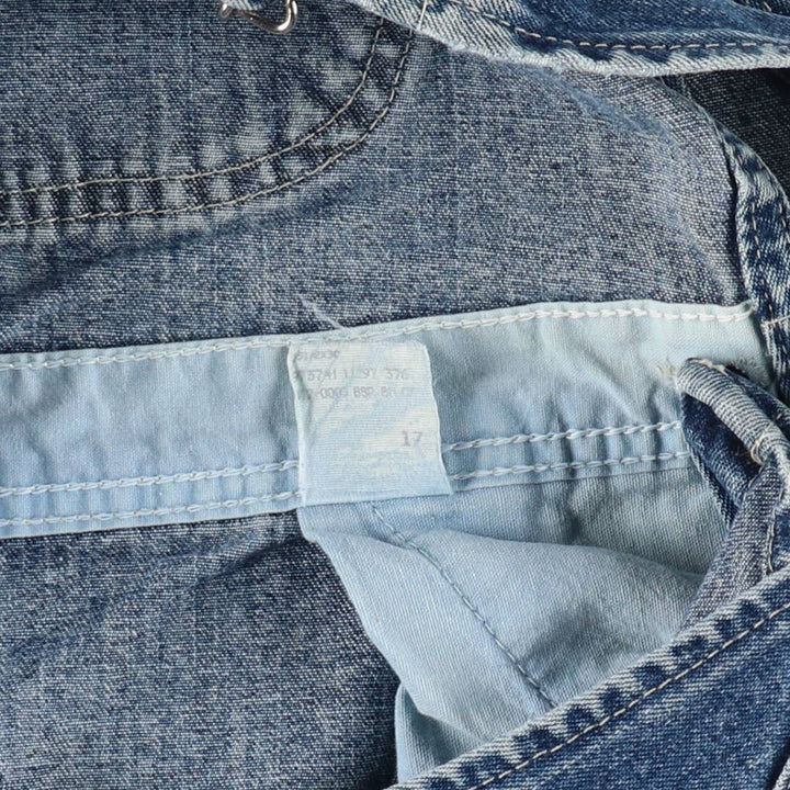 Lee DUNGAREES denim overalls, men's size W34 (approx.) unclear blue type Vintage Second Hand