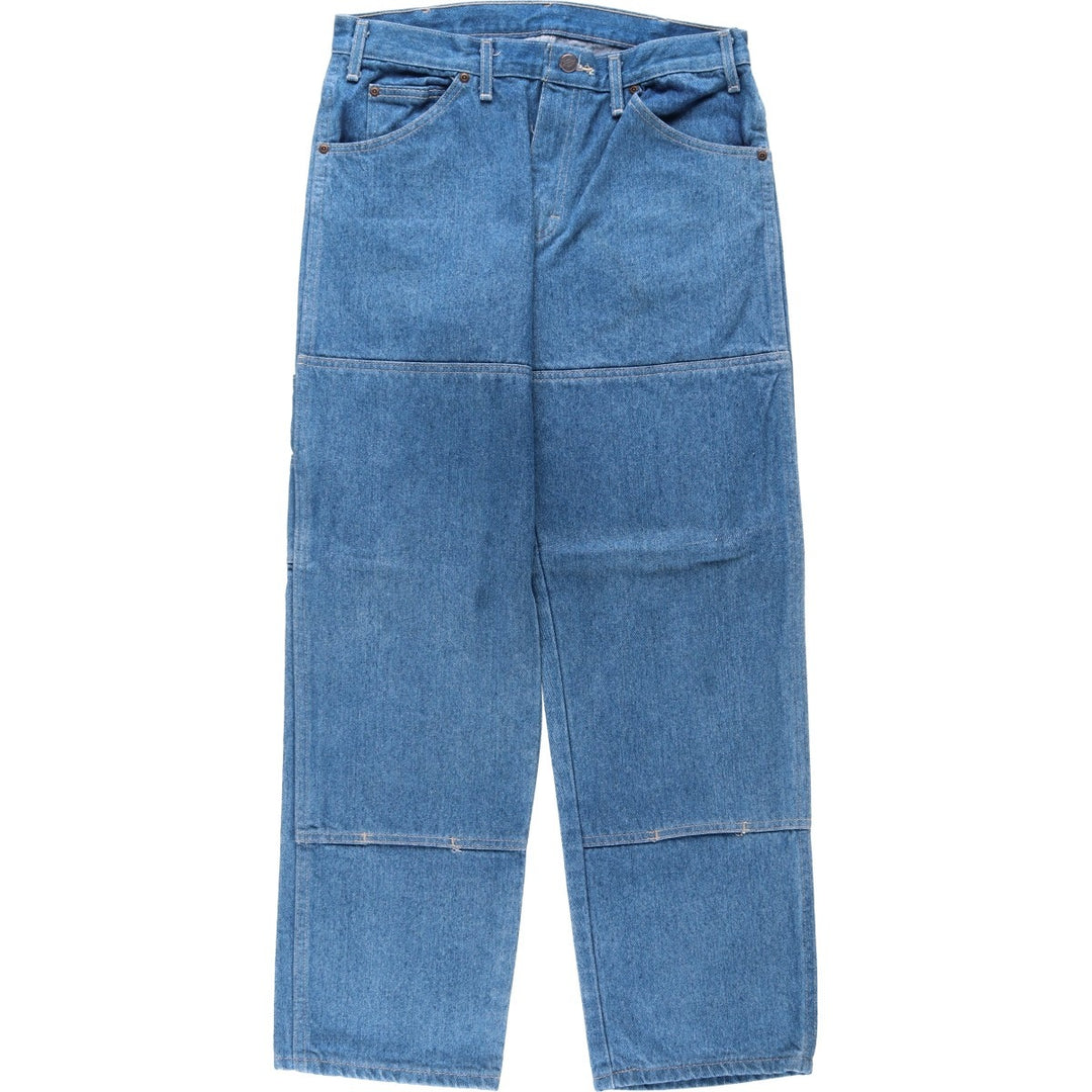 Dickies Double Knee Denim Work Pants, Men's Size W32 (approx.) cotton blue type Vintage Second Hand