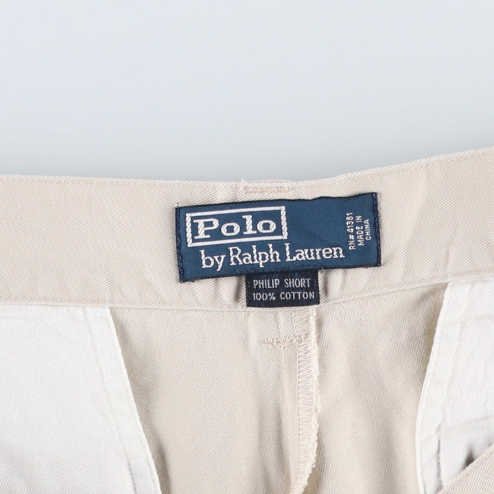 Ralph Lauren POLO by Ralph Lauren PHILIP SHORT Chino Shorts, Men's Size W33 cotton ivory Vintage Second Hand