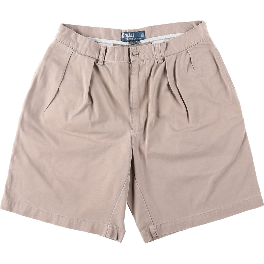 Ralph Lauren POLO by Ralph Lauren TYLER SHORT Two-pleat chino shorts, short pants, men's size W32 cotton Beige type Vintage Second Hand