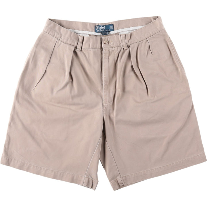 Ralph Lauren POLO by Ralph Lauren TYLER SHORT Two-pleat chino shorts, short pants, men's size W32 cotton Beige type Vintage Second Hand