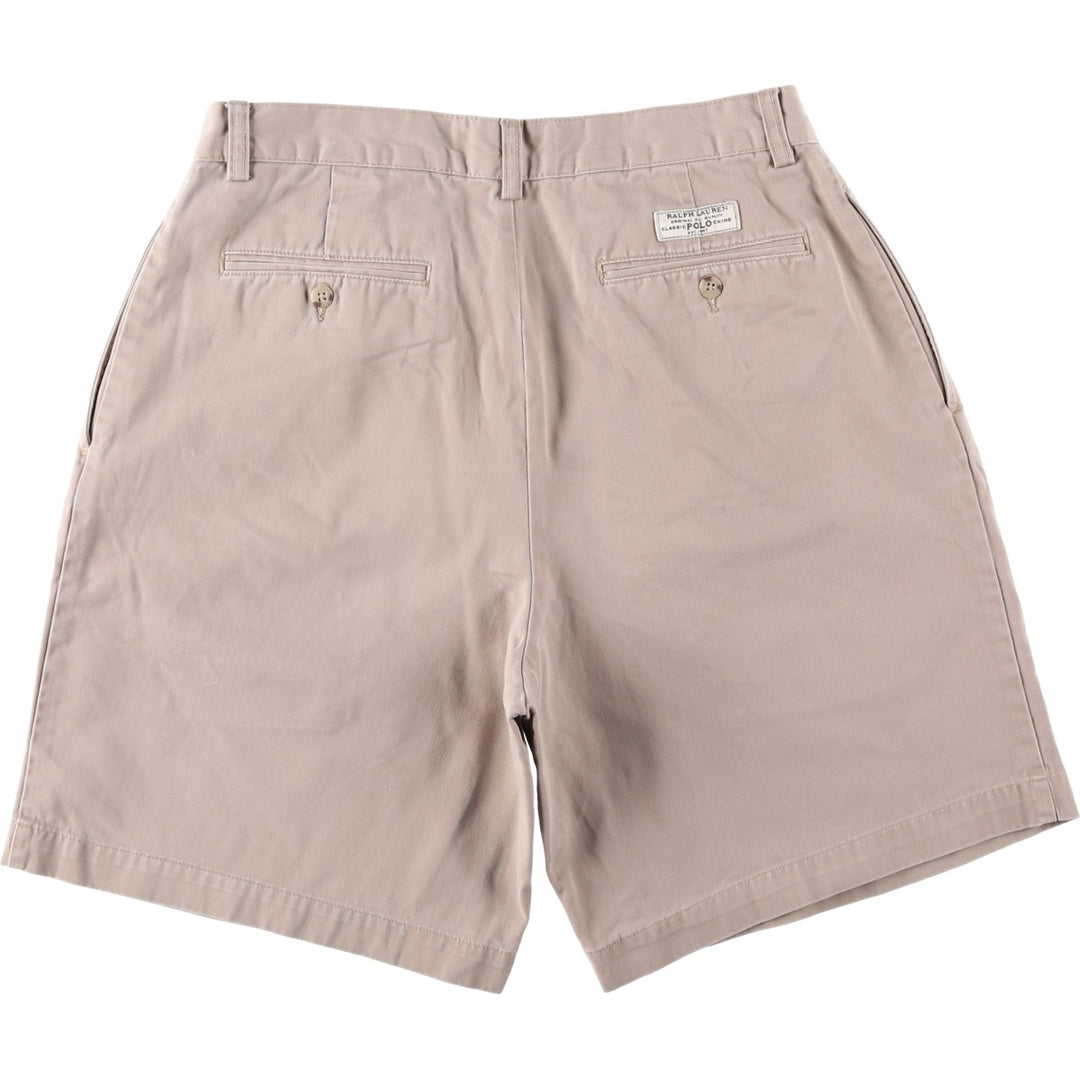 Ralph Lauren POLO by Ralph Lauren TYLER SHORT Two-pleat chino shorts, short pants, men's size W32 cotton Beige type Vintage Second Hand