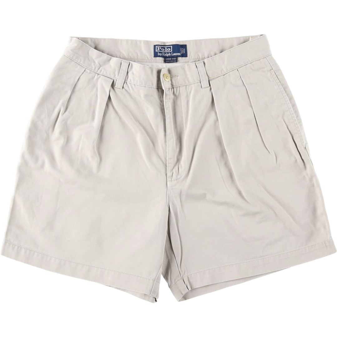 Ralph Lauren ANDREW SHORT Two-Pleat Chino Shorts, Men's Size W32 (approx.) cotton Beige type Vintage Second Hand