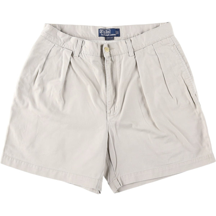 Ralph Lauren ANDREW SHORT Two-Pleat Chino Shorts, Men's Size W32 (approx.) cotton Beige type Vintage Second Hand
