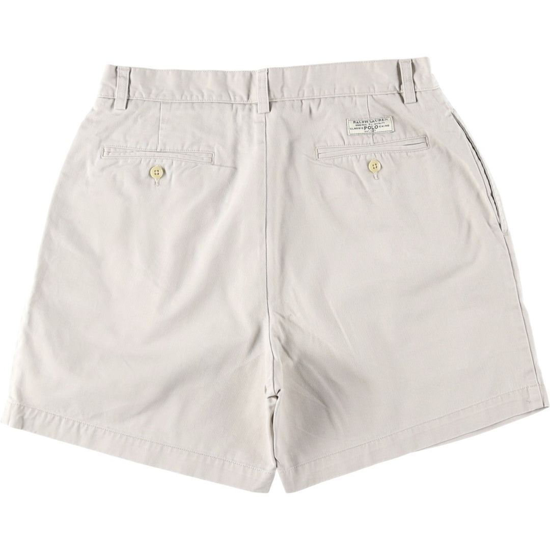 Ralph Lauren ANDREW SHORT Two-Pleat Chino Shorts, Men's Size W32 (approx.) cotton Beige type Vintage Second Hand