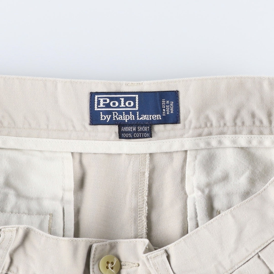Ralph Lauren ANDREW SHORT Two-Pleat Chino Shorts, Men's Size W32 (approx.) cotton Beige type Vintage Second Hand