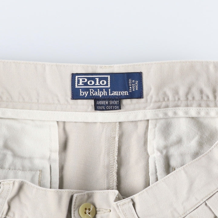 Ralph Lauren ANDREW SHORT Two-Pleat Chino Shorts, Men's Size W32 (approx.) cotton Beige type Vintage Second Hand