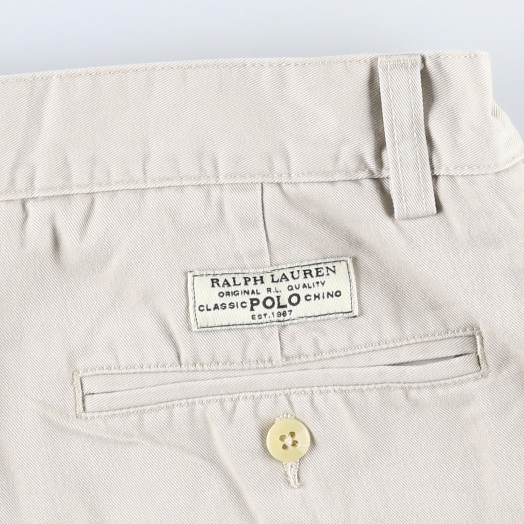 Ralph Lauren ANDREW SHORT Two-Pleat Chino Shorts, Men's Size W32 (approx.) cotton Beige type Vintage Second Hand