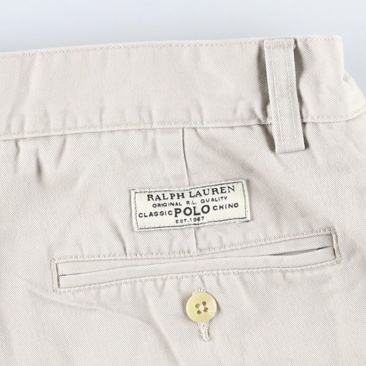 Ralph Lauren ANDREW SHORT Two-Pleat Chino Shorts, Men's Size W32 (approx.) cotton Beige type Vintage Second Hand