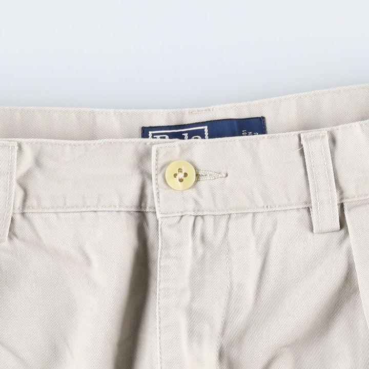 Ralph Lauren ANDREW SHORT Two-Pleat Chino Shorts, Men's Size W32 (approx.) cotton Beige type Vintage Second Hand