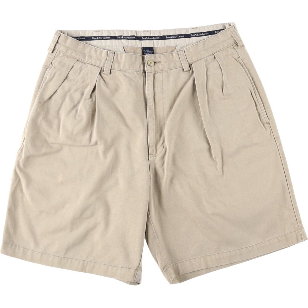 Ralph Lauren Polo Ralph Lauren Two-pleat Chino Shorts, Men's Size W34 cotton Beige type Vintage Second Hand