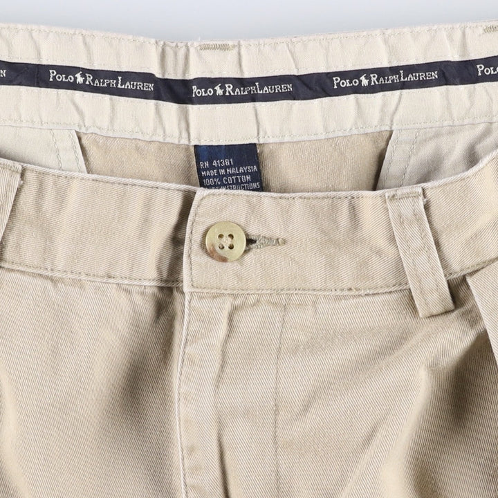 Ralph Lauren Polo Ralph Lauren Two-pleat Chino Shorts, Men's Size W34 cotton Beige type Vintage Second Hand