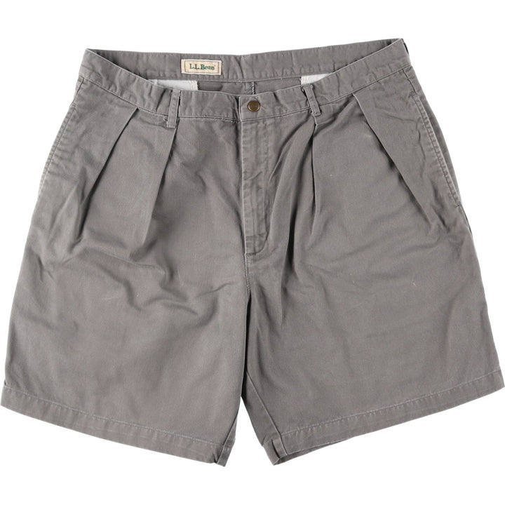 90'S LLBean Two-Pleat Chino Shorts, Men's Size W36 (approx.), Vintage cotton gray type Vintage Second Hand