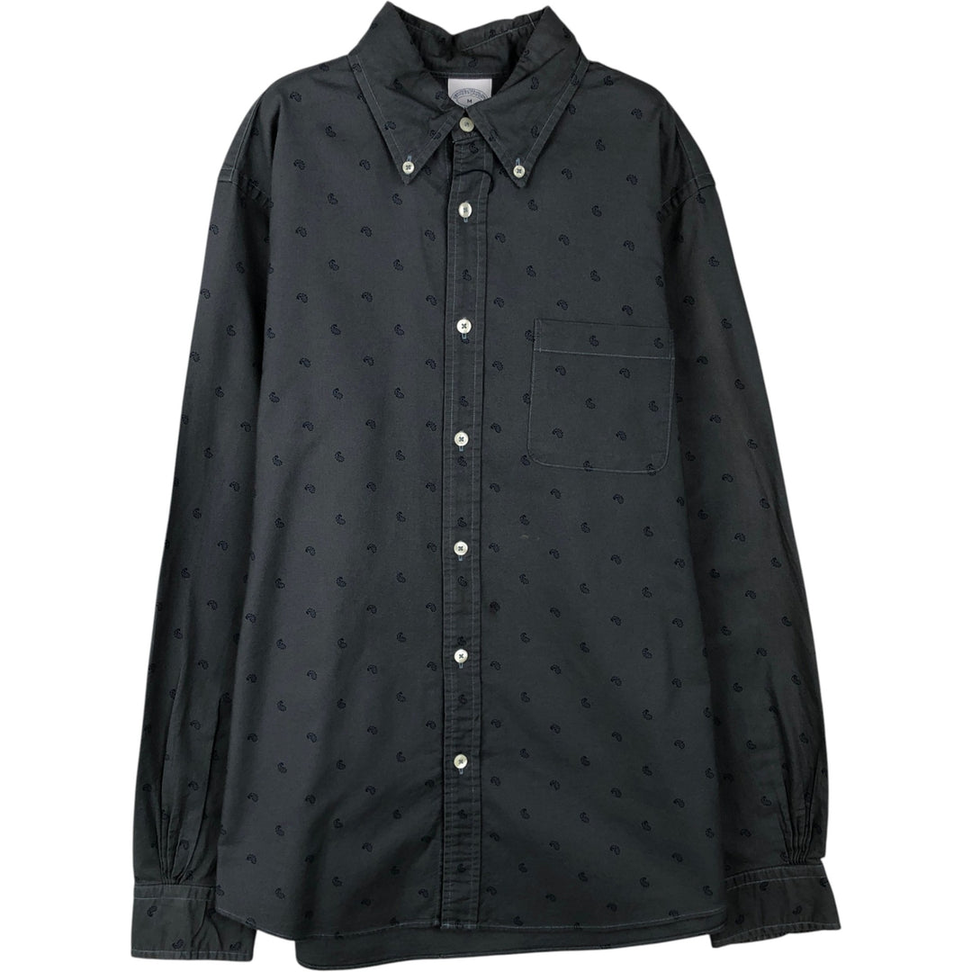 Brooks Brothers 1818 REGENT Paisley Pattern Long-Sleeve Button-Down Shirt, Men's Size M (approx.) cotton Green type dark green Vintage Second Hand