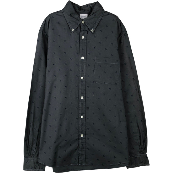 Brooks Brothers 1818 REGENT Paisley Pattern Long-Sleeve Button-Down Shirt, Men's Size M (approx.) cotton Green type dark green Vintage Second Hand
