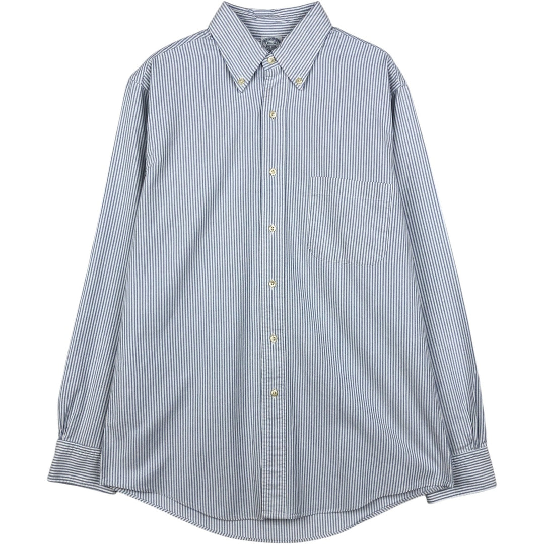 Brooks Brothers Est.1818 Makers and Merchants Long-Sleeve Button-Down Striped Shirt, Made in USA, Men's Size M (approx.) Supima Cotton blue type Vintage Second Hand