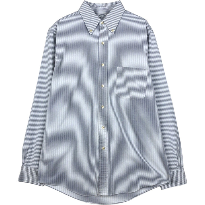 Brooks Brothers Est.1818 Makers and Merchants Long-Sleeve Button-Down Striped Shirt, Made in USA, Men's Size M (approx.) Supima Cotton blue type Vintage Second Hand
