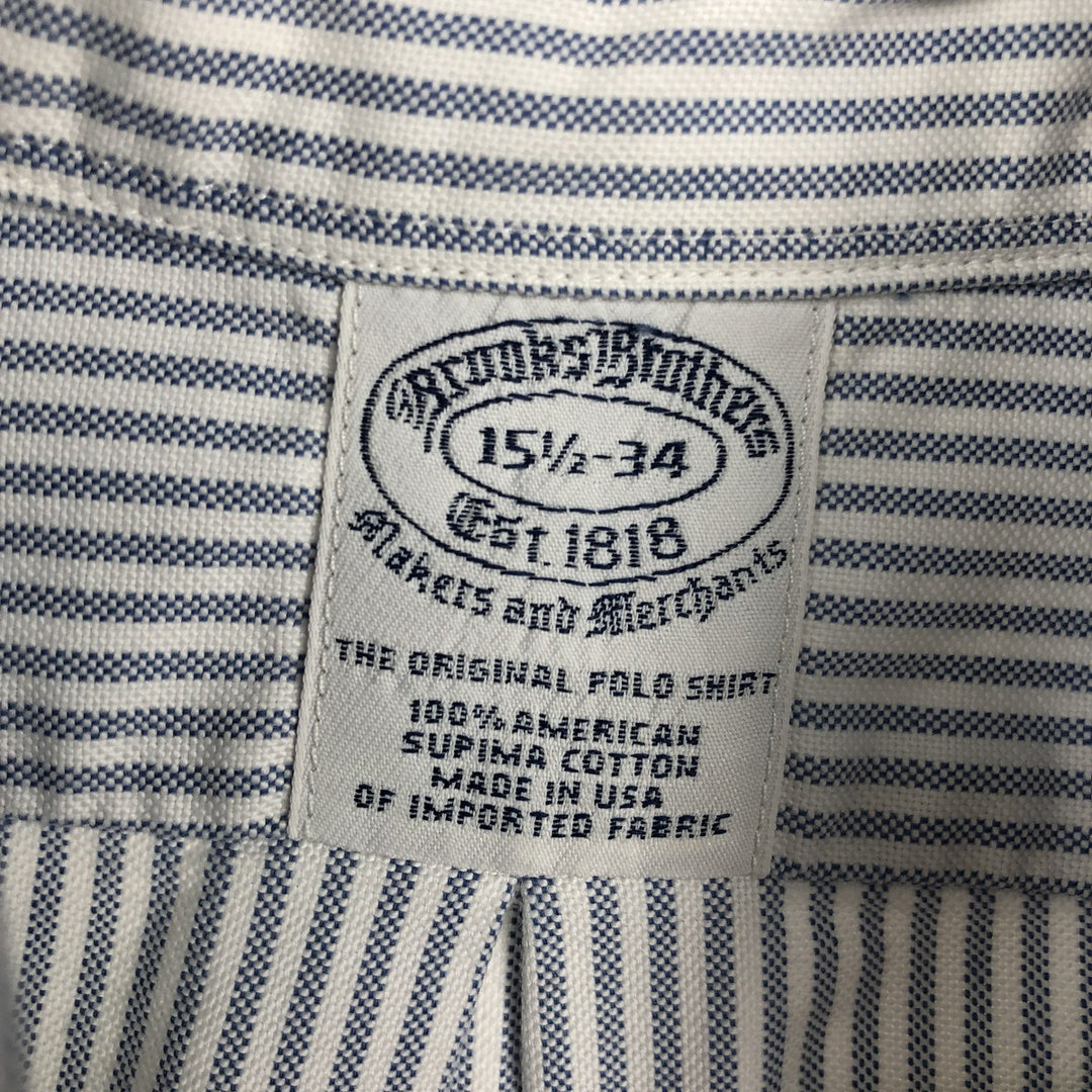 Brooks Brothers Est.1818 Makers and Merchants Long-Sleeve Button-Down Striped Shirt, Made in USA, Men's Size M (approx.) Supima Cotton blue type Vintage Second Hand