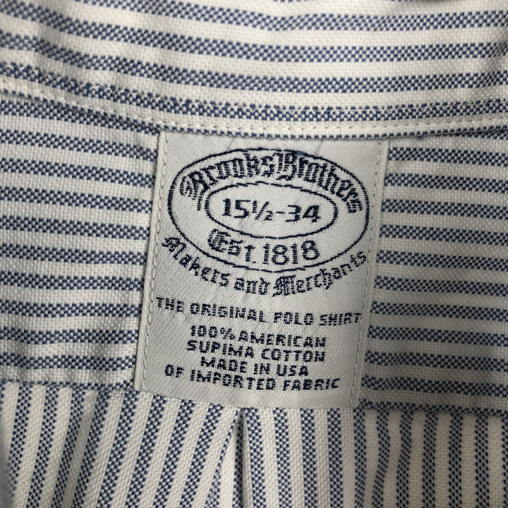 Brooks Brothers Est.1818 Makers and Merchants Long-Sleeve Button-Down Striped Shirt, Made in USA, Men's Size M (approx.) Supima Cotton blue type Vintage Second Hand