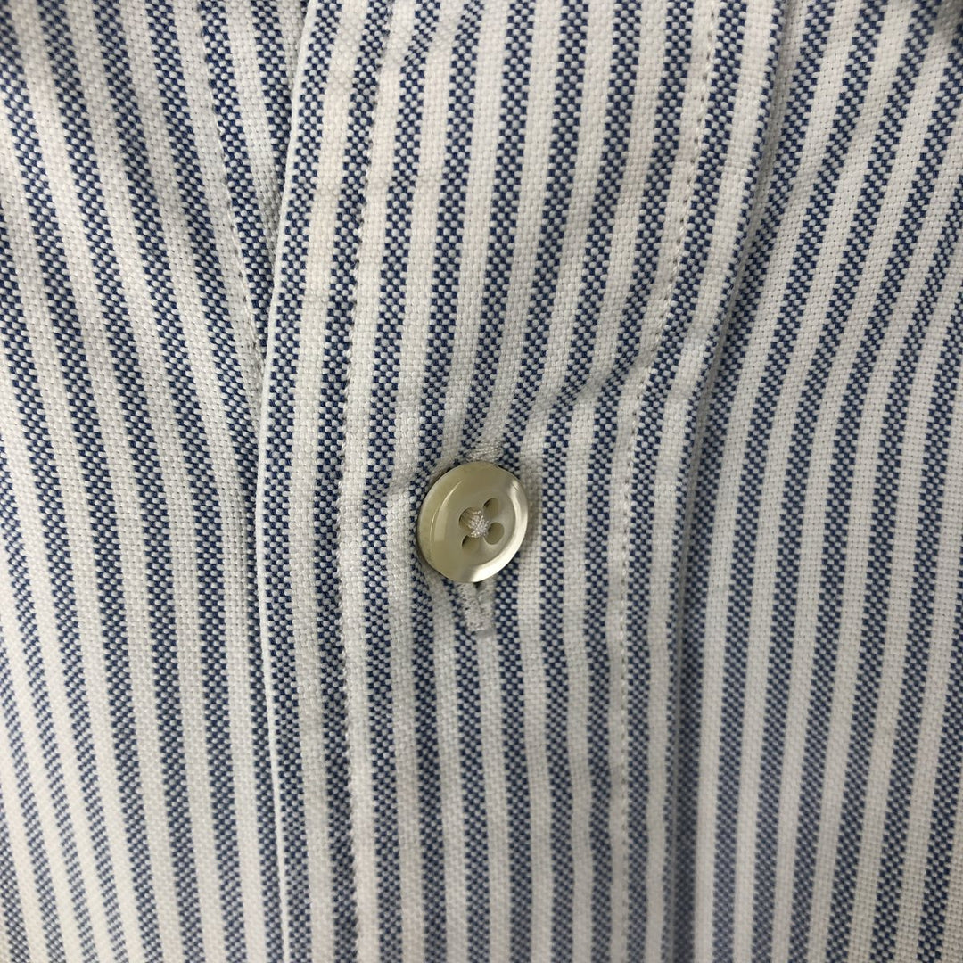 Brooks Brothers Est.1818 Makers and Merchants Long-Sleeve Button-Down Striped Shirt, Made in USA, Men's Size M (approx.) Supima Cotton blue type Vintage Second Hand