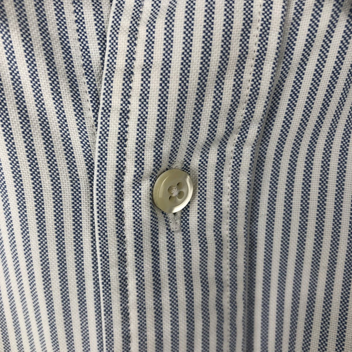 Brooks Brothers Est.1818 Makers and Merchants Long-Sleeve Button-Down Striped Shirt, Made in USA, Men's Size M (approx.) Supima Cotton blue type Vintage Second Hand