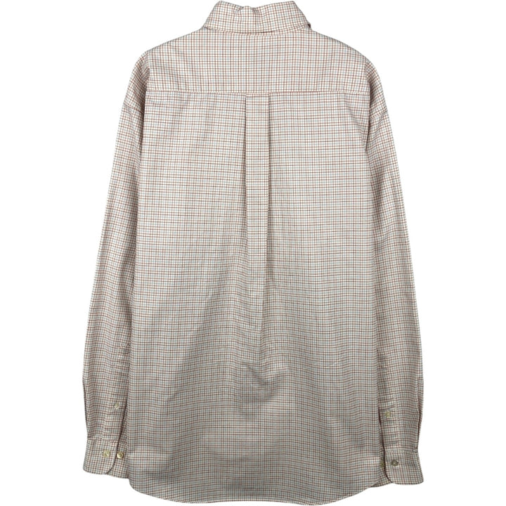 Brooks Brothers Long-Sleeve Button-Down Check Shirt, Made in USA, Men's Size L (approx.) cotton white type Vintage Second Hand